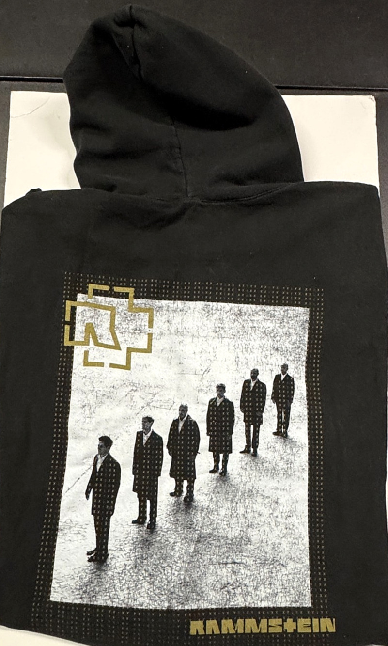 Rammstein Black Full Zip Hoodie Men's XL Gold Band Graphic Tultex 331 Metal Rock